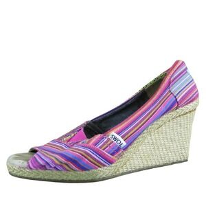 TOMS‎ Women's Calypso Espadrille Peep Toe Pink Fabric Pump 9 Medium  Used 2025